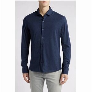 ROBERT BARAKETT Mens Navy Blue Long Sleeve Button Down Shirt Size XXL $175